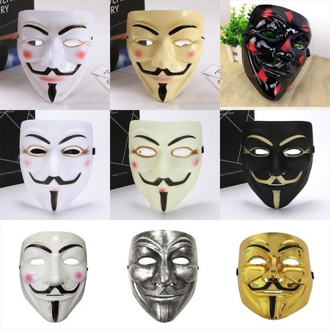 Anonymous Mask V For Vendetta Costume Halloween Guy Fawkes Party  Accessories