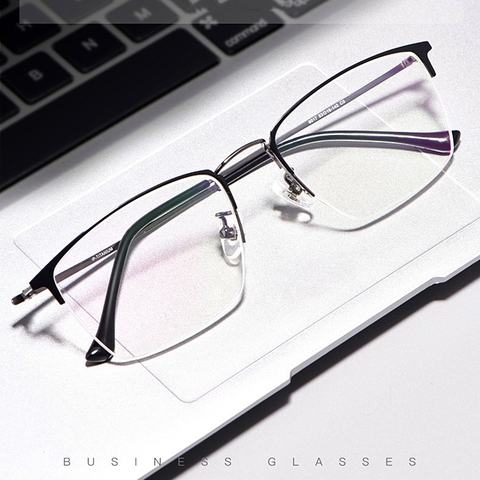 Pure Titanium Retro Fashion Half Frame Glasses Ultralight Business Men Large Frame Myopia And Hyperopia Optical Glasses 8017JX ► Photo 1/5