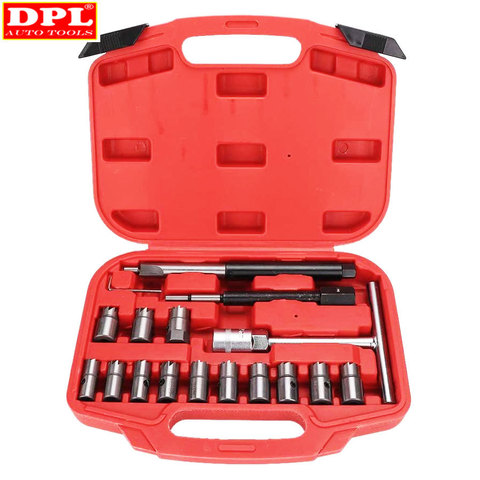 Injector Remover 17Pcs Diesel Injector Seat & Cleaner Carbon Remover Seat Tools Cutter Milling Cutter Set Universal Car Tool Kit ► Photo 1/6