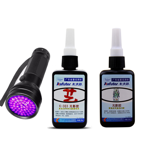 Strong 50ml Kafuter UV Glue UV Curing Adhesive K-302+51LED UV Flashlight UV Curing Adhesive Crystal Glass and Metal Bonding ► Photo 1/6