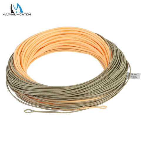 Maximumcatch Single handed Spey Fly Fihsing Line WF3F-8F 90ft With 2 welded loops peach/camo Fly Line ► Photo 1/6