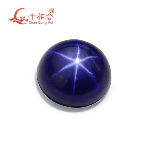 synthetic  star sapphir e blue color flat back  cabochon round shape loose gem stone ► Photo 1/4