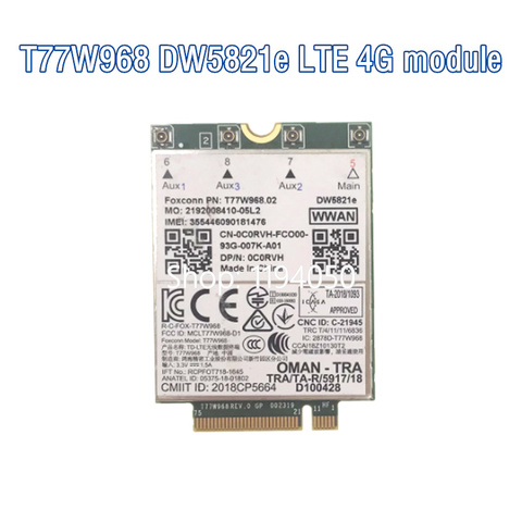 T77W968 For Dell DW5821e LTE Cat16 GNSS 5G WWAN Card Module for Lattitude 5420 5424 7424 Rugged Latitude 7400 / 7400 2-in-1 ► Photo 1/4