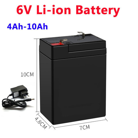 GTK 6V 4Ah-10Ah lithium battery 4.5ah/5.2ah/6ah/8ah/9ah/10ah not Lead Acid for Emergency lights scale baby car sound+charger ► Photo 1/6