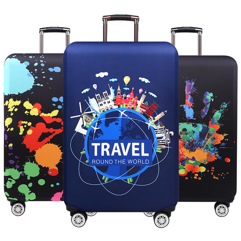 Travel Around The Word Suitcase Protective Covers Thick Elastic Luggage Cover Protector For 18