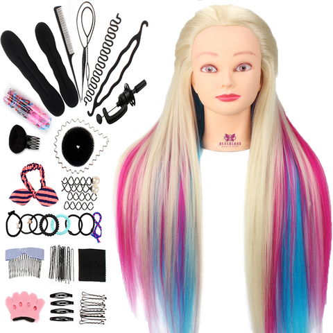 Neverland 29Inch Colorful Synthetic Hair Mannequin Head For Hairstyles Hairdressing Training Head Dummy Doll Clamp Accessories ► Photo 1/6