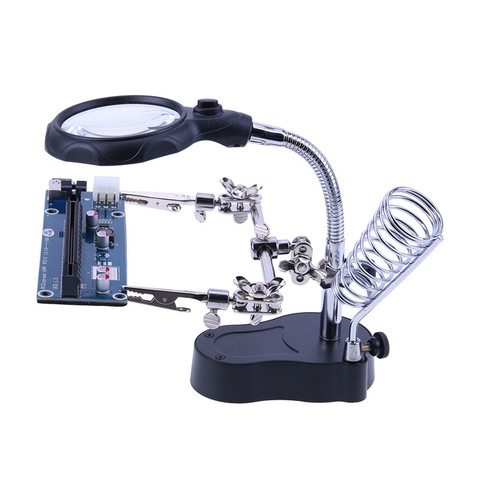 VKTECH Welding Magnifying Glass with LED Light 3.5X-12X lens Auxiliary Clip Loupe Desktop Magnifier Third Hand Soldering Repair ► Photo 1/6