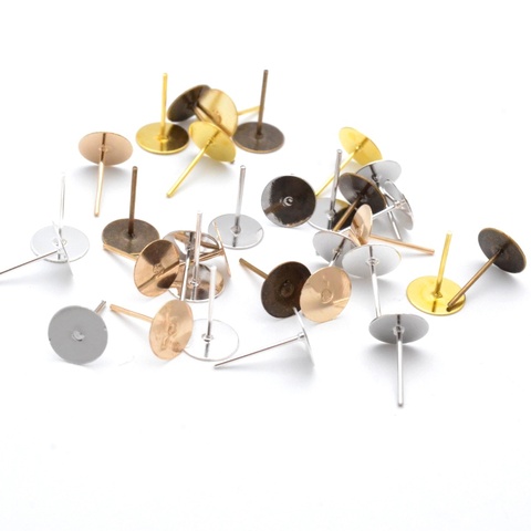 MIAOCHI Jewelry Findings Diy 50/100pcs Blank Post Flat Round Earring Studs Pins for Earring Jewelry Findings ► Photo 1/6