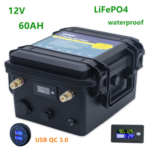 12V 60ah Lifepo4  battery pack lifepo4 12V 60AH lithium battery pack waterproof batteries for inverter,Golf cart,MPPT Solar ► Photo 1/6