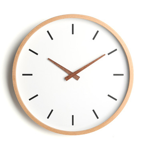 Nordic Simple Wall Clock Wood Round Mute Living Room Clock Mute Bedroom Quartz Office Clocks Wall  Home Decoration Clock C5T116 ► Photo 1/6