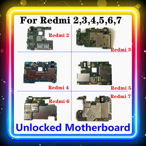 For Xiaomi Hongmi Redmi 2,3,4,5,6,7 Motherboard With Chips Updated Android MIUI System 8G/16G/32G/64G Replaced Clean Main Board ► Photo 1/1