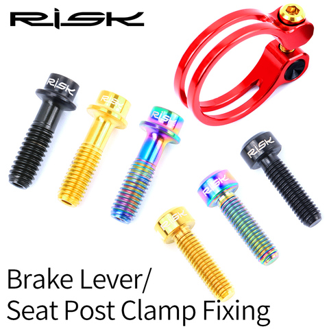 RISK 2pcs/box M5x18 Road Mountain Bike Brake Lever Bolt Cylindrical Head Bicycle Seat Post Clamp Fixing Hollow Bolts Titanium ► Photo 1/6