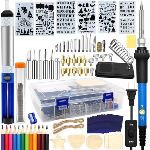 DIY wood burning kit 95 pcs welding heat transfer pen with adjustable switch control temperature soldering iron embossing/carvin ► Photo 1/6