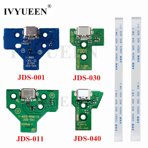 IVYUEEN for Dualshock 4 PS4 Pro Slim Controller Charging Socket Port Circuit Board JDS 030 040 with 12 14 Pin Power Flex Cable ► Photo 1/6