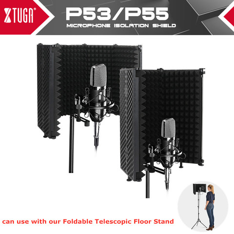 XTUGA 3/5 Plates Microphone Isolation Shield Foldable&Portable High Density Sound-Absorbing Cover Foam Panel with Non-slip Feet ► Photo 1/6