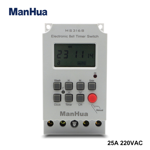 Manhua MS316B 220V 25A 68 ON Timer Switch for Muslim Pray and School Bell ► Photo 1/6