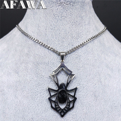 AFAWA Goth Spider Stainless Steel Statement Necklace Women Silver Color Punk Necklace Chain Jewelry cadenas mujer N4140S02 ► Photo 1/6