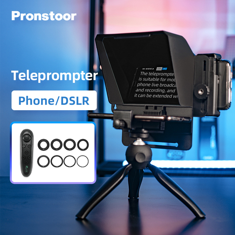 Pronstoor Phone and DSLR Recording Mini Teleprompter Portable Inscriber Mobile Teleprompter Artifact Video With Remote Control ► Photo 1/6