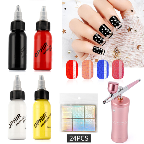 4 color 30ML Nail Airbrush Inks for Spray gun Nail Art Nail Painting Pigment Inks Airbrushing Kit Colors Nail Tools Manicure gel ► Photo 1/6