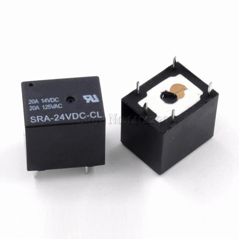 10Pcs 24V 20A DC Power Relay SRA-24VDC-CL 5Pin PCB Type In stock Black Automobile relay ► Photo 1/3
