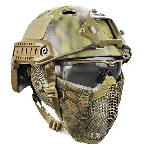 Tactical Helmet Mask Goggles Cs Airsoft Paintball Army War Game Motorcycle Hunting Solid Color Fast Helmet ► Photo 1/6