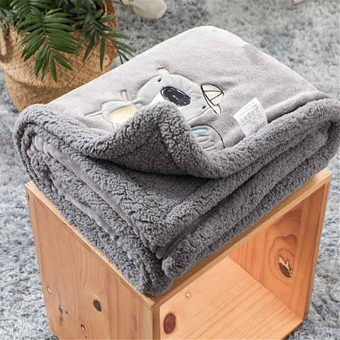 Baby Blanket Newborn Double Thick Flannel Swaddle Wrap Breathable Warm Coral Fleece Blanket  Cute Cartoon Soft Children Quilt ► Photo 1/6