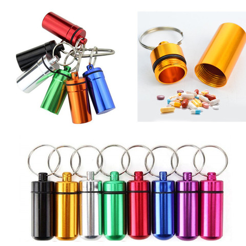 Mini Waterproof Aluminum Pill Container Cache Drug Box with Keychain for Camping Travel Portable Pill Capsule Outdoor Tool ► Photo 1/6