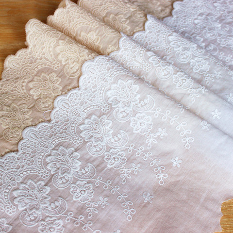 (3Yards-5Yards) Width 22cm Off White100% Cotton Embroidered Lace Fabrics, Women's Clothing Diy Lace Trim Free Shipping RS422 ► Photo 1/2