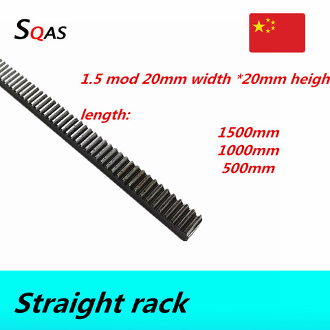 Free shipping fast deliver CNC rack 1.5Mod 20x20 500mm 1000mm 1500mm Gear Rack Straight Toothed Spur CNC Zipper ► Photo 1/2