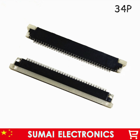 FPC/FFC flex cable socket 34 Pin 0.8mm pitch for LCD screen,6780-34P  H2.0 Top Contact ► Photo 1/2