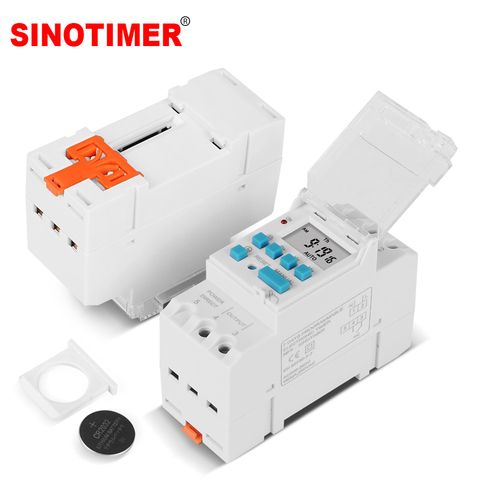 DIN Rail 4 Pins Voltage Output Digital Switch Timer 220V 110V 24V 12V 5V Electronic Time Clock Relay with Replaceable Battery ► Photo 1/6