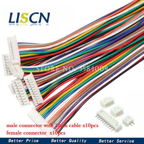 10 Sets Male & Female PCB Connector 1.25 JST 2/3/4/5/6/7/8/9/10 Pin Single Head Plug With 100mm Electronic Wire Connectors ► Photo 1/1