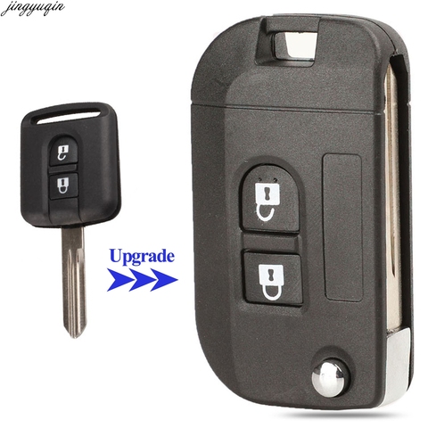 Jingyuqin Remote Flip Folding Car Key Case Shell Upgrade For Nissan Qashqai primera Micra Navara Almera Note Sunny 2 Buttons ► Photo 1/6