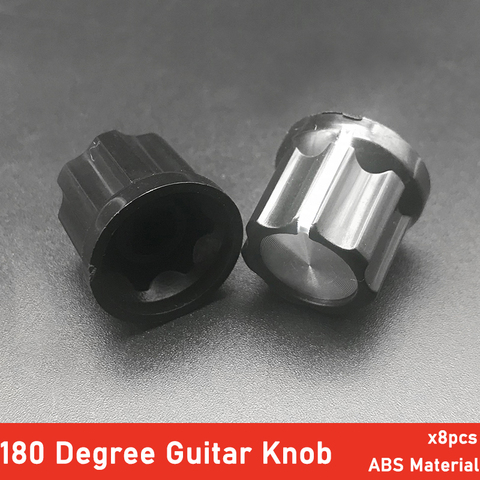8pcs 180 Degree Plastic Guitar Amplifier Knobs AMP Pedal Guitar Potentiometer Pot Knob Silver Skirted Black ► Photo 1/6