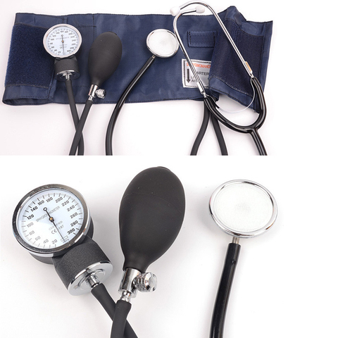 Manual Aneroid Sphygmomanometer Blood Pressure Monitor Meter Tonometer Cuff Measure Device With Stethoscope Home Medical ► Photo 1/6