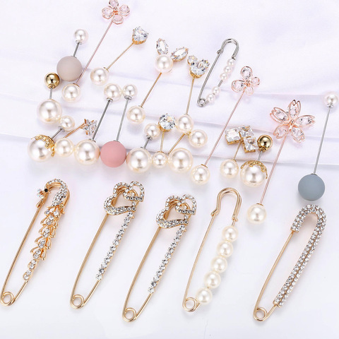 23 Styles Big Beads 8 Chakra Simulated Pearl Brooch Pin Dress Rhinestone Decoration Buckle Pin Jewelry Brooches For Men Women ► Photo 1/5