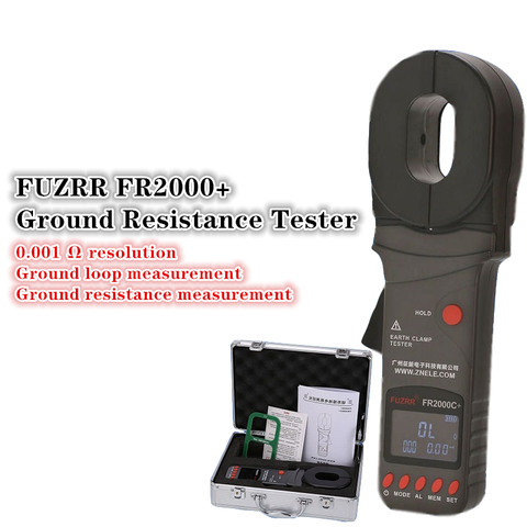 FUZRR FR2000+ Series Digital Clamp On Ground Earth Resistance Tester Lightning Protection Lightning Ground Tester 99 Set ► Photo 1/6