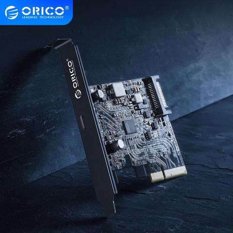 ORICO SuperSpeed 20Gbps PCI-E Express card to Type C Expansion Card 2 Ports USB 3.2 Gen2 with 15pin Power for Windows 8 10 ► Photo 1/6