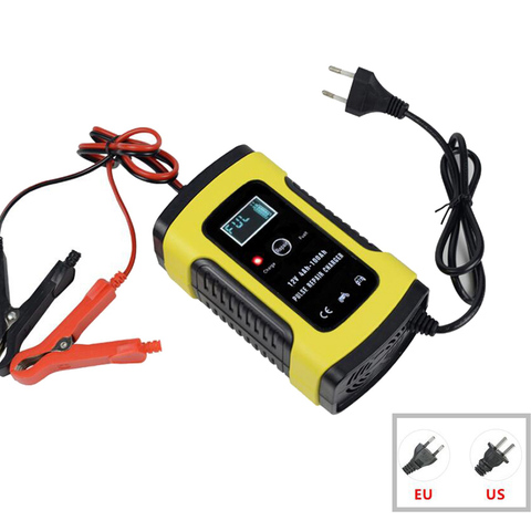 12V 6A Intelligent Car Motorcycle Battery Charger For Auto Moto Lead Acid AGM Gel VRLA Smart Charging 6A 12V Digital LCD Display ► Photo 1/6