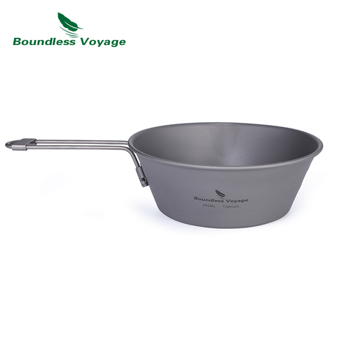 Boundless Voyage 300ml 450ml Titanium Bowls with Folding Handle Outdoor Camping Picnic Portable Tableware Rice Bowl ► Photo 1/6