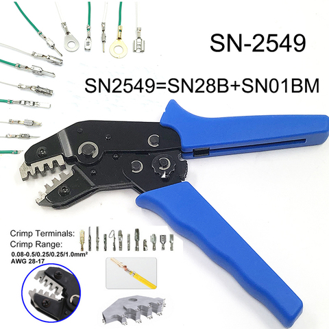 SN-2549=SN-28B+SN-01BM crimping plier for PH 2.0, XH2.54, JST, 2510 servo connector plug, D-SUB Multi-tools crimper pliers ► Photo 1/4