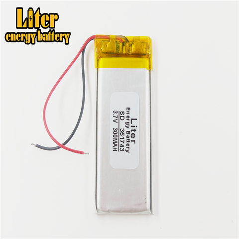 3.7V lithium polymer battery 351743 300MAH point reading pen recorder small toys wireless headphones ► Photo 1/4