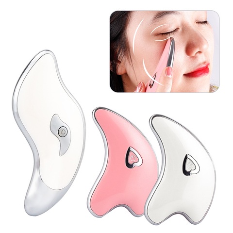 Electric Guasha Vibration Massager Face Neck Scraping Tool Facial Lifting Scraper Double Chin Removal Face Slimming V-Line Care ► Photo 1/6