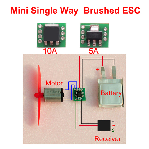 Ultralight Mini Single Way 5A/10A/20 Brushed ESC 1S LIPO Electric Speed Control Battery/receiver/motor One-Way  f RC Airplane ► Photo 1/4