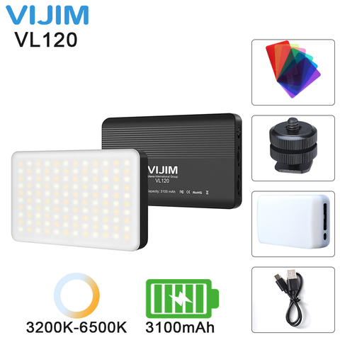 VIJIM VL120 8W 3200K-6500K Ultra Thin LED Video Light Pocket Fill Light With Soft Box Diffuser 6 RGB Color Filter Cold Shoe ► Photo 1/6