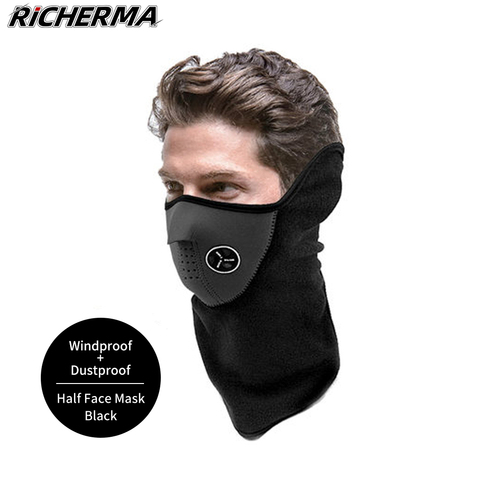 Black Motorcycle Balaclava Winter Sport Fishing Fleece Neck Warmer Windproof Dustproof Face Mask Scarf Men's Hunting Skis Hiking ► Photo 1/6