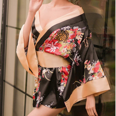 Japanese Sexy Lingerie Pajamas Nightgown Printing Sexy Uniform Women's Lingerie Japan Kimono Game Cosplay Uniform Nightwear ► Photo 1/6