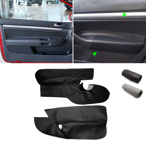 For VW Golf 5 MK5 2005 2006 2007 - 2010 only 3 doors Car Microfiber Leather 2pcs Front Door Armrest Panel Cover Protective Trim ► Photo 1/6