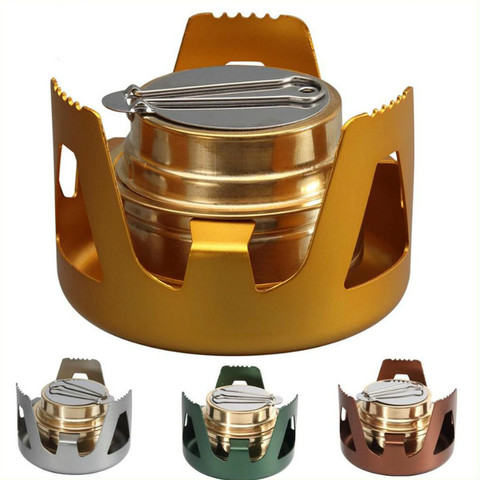 Heavy Duty Brass Alcoho Stove Burner with Aluminum Alloy Stand Lid Outdoor Camping Cooking Alcohol Stove  Portable Picnic Stove ► Photo 1/6