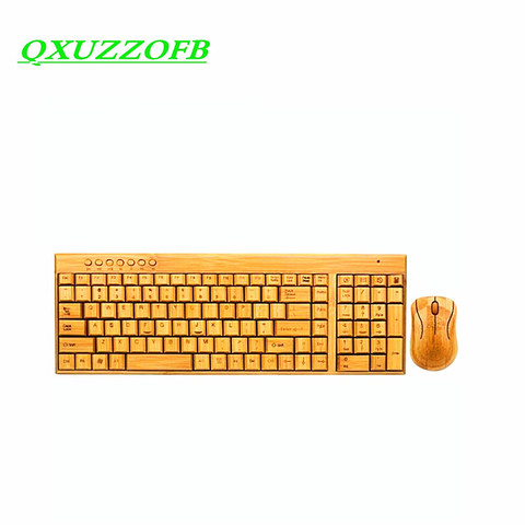 Bamboo Keyboard Mouse Wireless Combo Set For Laptop PC Office USB Plug and Play ,Natural Mice Keyboard Novelty Christmas gifts ► Photo 1/6